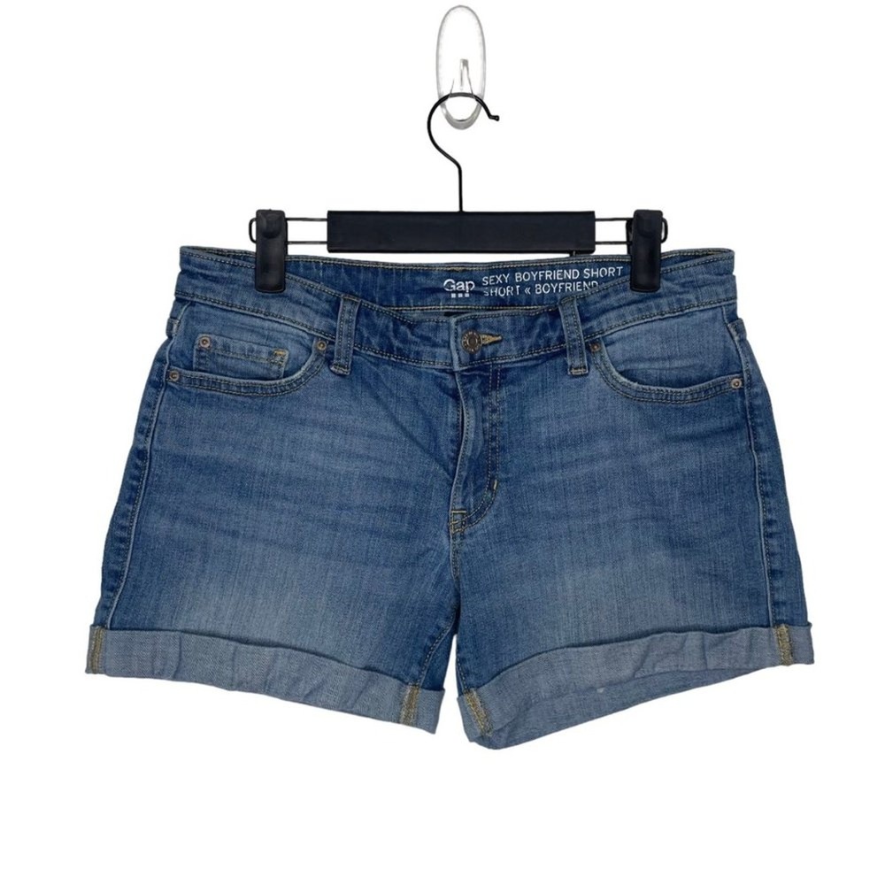 Gap Sexy Boyfriend Denim Shorts Medium Wash Cuffed Size 4 27 Womens